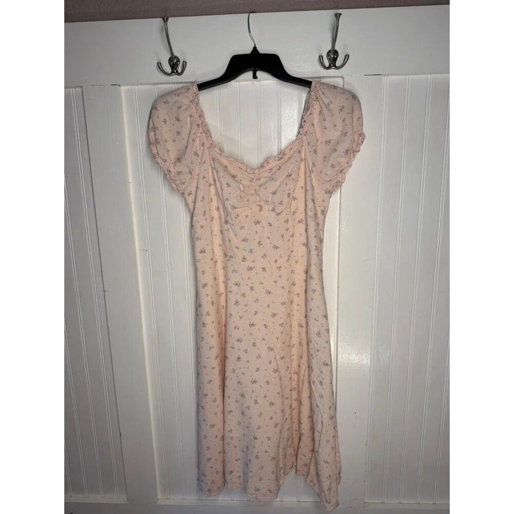 Celebrity Pink Dress Jrs Sz L flutter ruffle whimsy soft pink floral